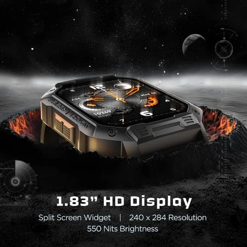 boAt Wave Armour with 1.83 HD Display, Bluetooth Calling, Rugged Design Active Black with Silver Dial boAt Wave Armour with 1.83 HD Display, Bluetooth Calling, Rugged Design Active Black with Silver Dial