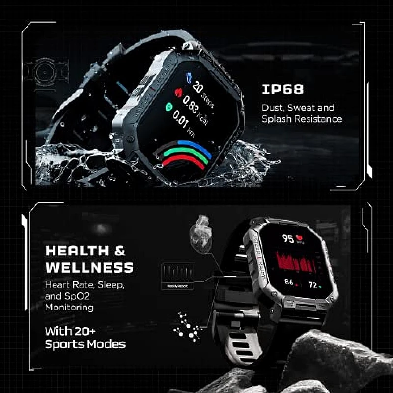 boAt Wave Armour with 1.83 HD Display, Bluetooth Calling, Rugged Design Active Black with Silver Dial boAt Wave Armour with 1.83 HD Display, Bluetooth Calling, Rugged Design Active Black with Silver Dial