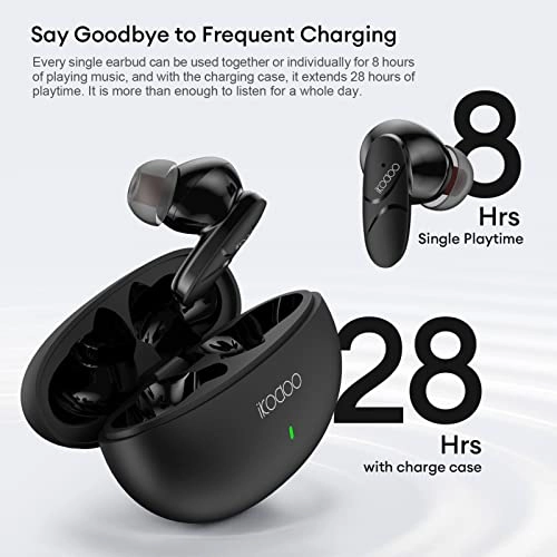IKODOO Buds Z Truly Wireless in-Ear Earbuds with Mic, AI-ENC, Upto 28 Hrs Playtime, 10mm Bass Drivers, Bluetooth 5.3, Quick Pair, IPX4, Black IKODOO Buds Z Truly Wireless in-Ear Earbuds with Mic, AI-ENC, Upto 28 Hrs Playtime, 10mm Bass Drivers, Bluetooth 5.3, Quick Pair, IPX4, Black
