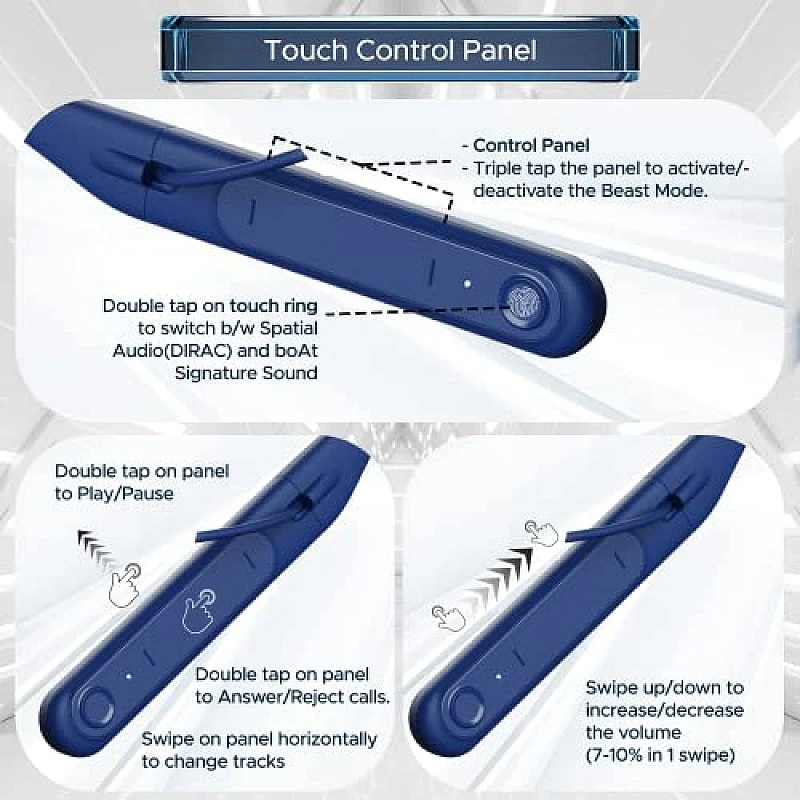 boAt Rockerz 255 Touch Neckband with Full Touch Control Up to 30H Playtime (Deep Blue) boAt Rockerz 255 Touch Neckband with Full Touch Control Up to 30H Playtime (Deep Blue)