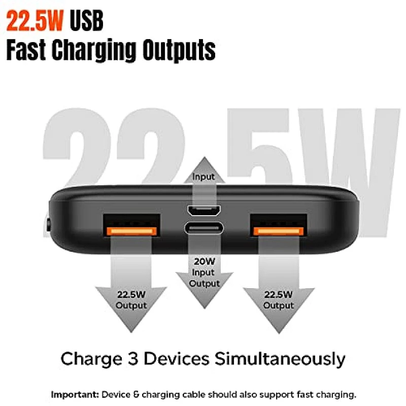 pTron Newly Launched Dynamo 10000mAh 22.5W Power Bank, Made in India, 20W PD Fast Charging (Black) pTron Newly Launched Dynamo 10000mAh 22.5W Power Bank, Made in India, 20W PD Fast Charging (Black)