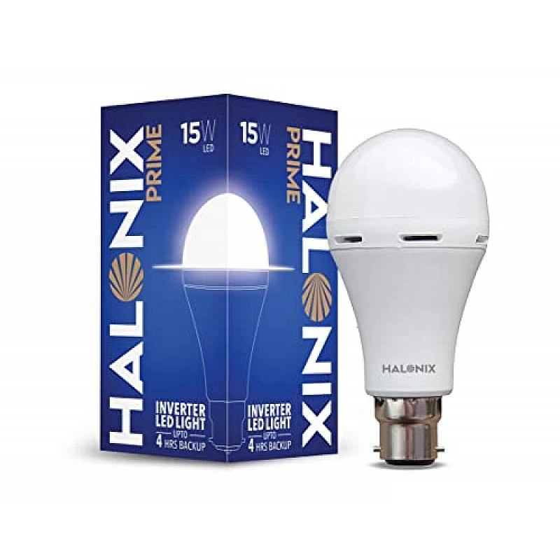 Halonix 8.5 Watt B22 LED White Rechargeable Emergency light Inverter Bulb, Pack of 3 White Halonix 8.5 Watt B22 LED White Rechargeable Emergency light Inverter Bulb, Pack of 3 White