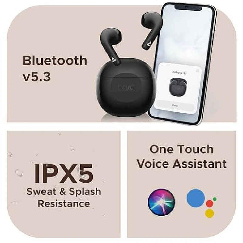 boAt Newly Launched Airdopes 125 TWS Earbuds with (Mystic Black) boAt Newly Launched Airdopes 125 TWS Earbuds with (Mystic Black)