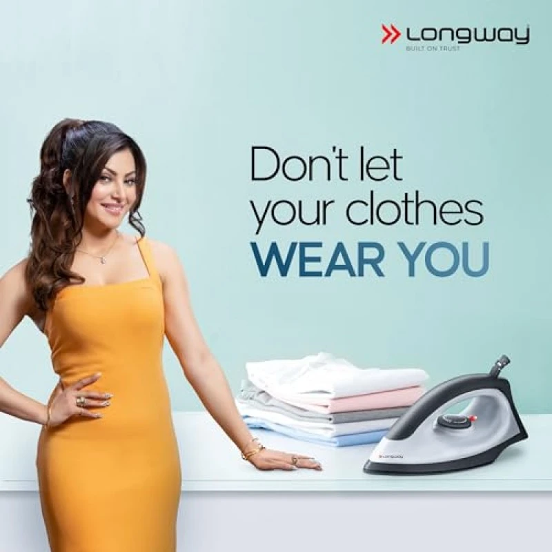 Longway Kwid Light Weight Non-Stick Teflon Coated Dry Iron, Electric Iron for Clothes (1100 Watt, Black) Longway Kwid Light Weight Non-Stick Teflon Coated Dry Iron, Electric Iron for Clothes (1100 Watt, Black)