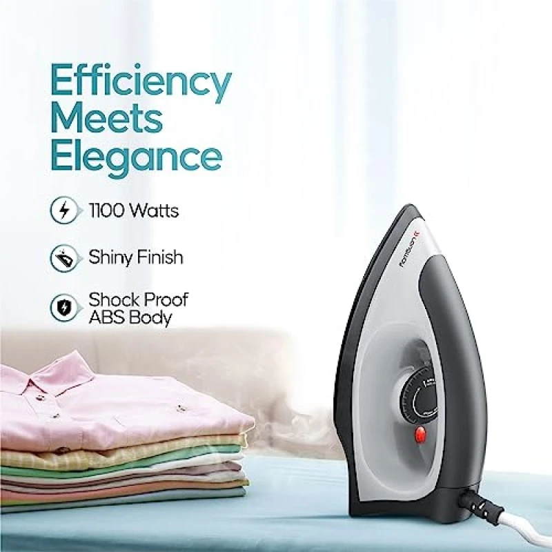 Longway Kwid Light Weight Non-Stick Teflon Coated Dry Iron, Electric Iron for Clothes (1100 Watt, Black) Longway Kwid Light Weight Non-Stick Teflon Coated Dry Iron, Electric Iron for Clothes (1100 Watt, Black)