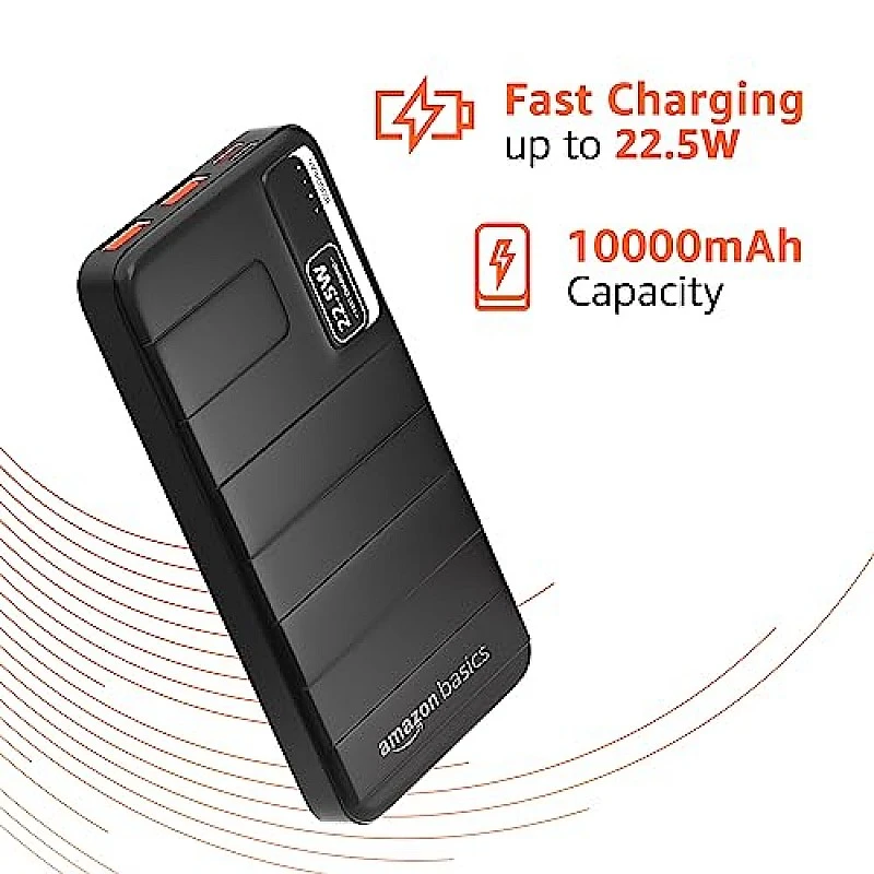 Airtree 10000mAh 22.5W Lithium-Polymer Power Bank Triple Output Fast Charging, Black, Type-C Cable Included Airtree 10000mAh 22.5W Lithium-Polymer Power Bank Triple Output Fast Charging, Black, Type-C Cable Included