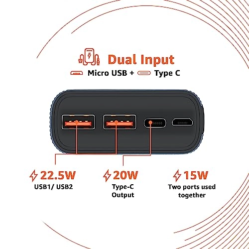 amazon basics 10000mAh 12W Lithium-Polymer Power Bank Dual Input, Dual Output Black amazon basics 10000mAh 12W Lithium-Polymer Power Bank Dual Input, Dual Output Black