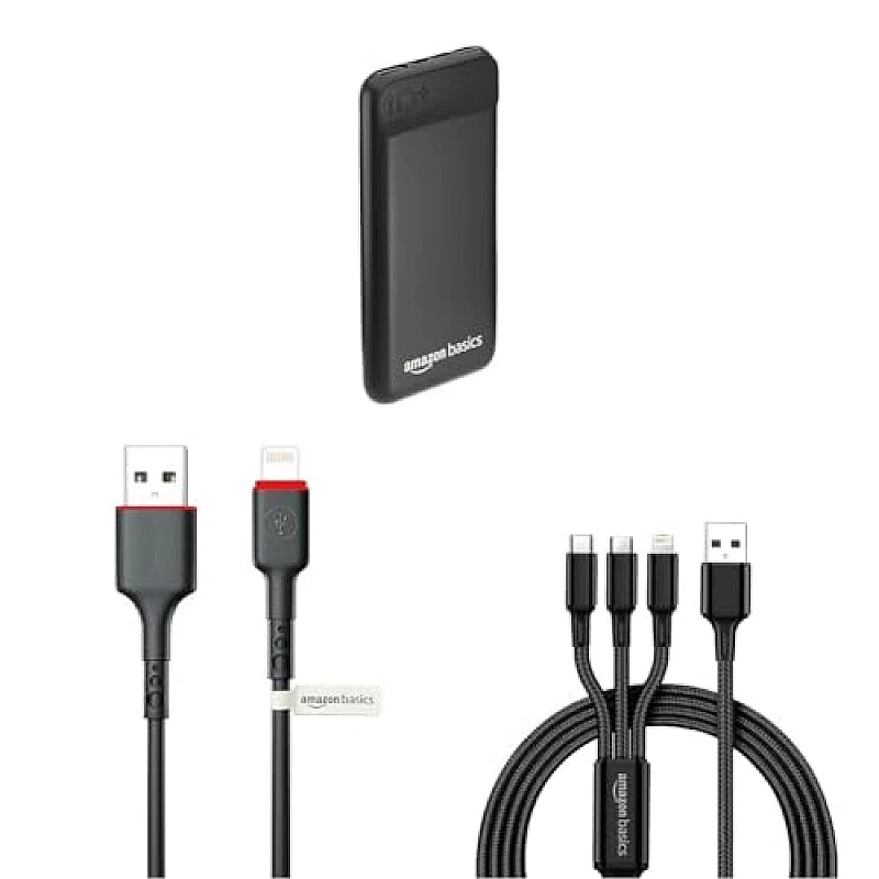 amazon basics 10000mAh 12W Lithium-Polymer Power Bank Dual Input, Dual Output Black amazon basics 10000mAh 12W Lithium-Polymer Power Bank Dual Input, Dual Output Black
