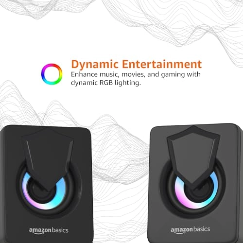 amazon basics Stereo 2.0 USB Powered Gaming Speaker for PC, Laptop, Tablet