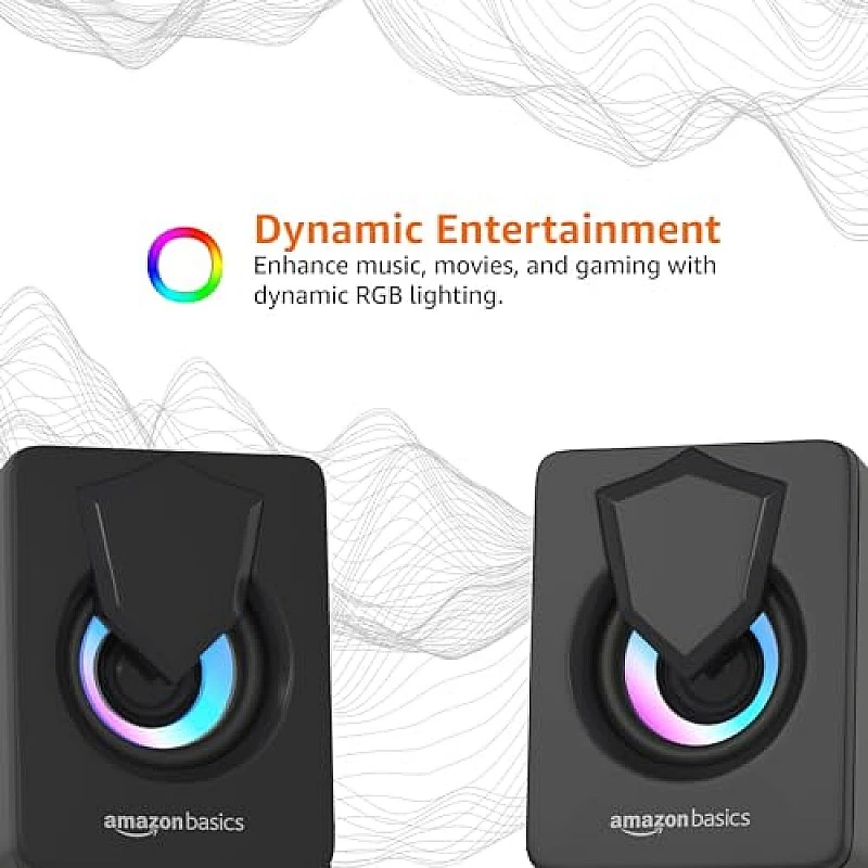 amazon basics Stereo 2.0 USB Powered Gaming Speaker for PC, Laptop, Tablet