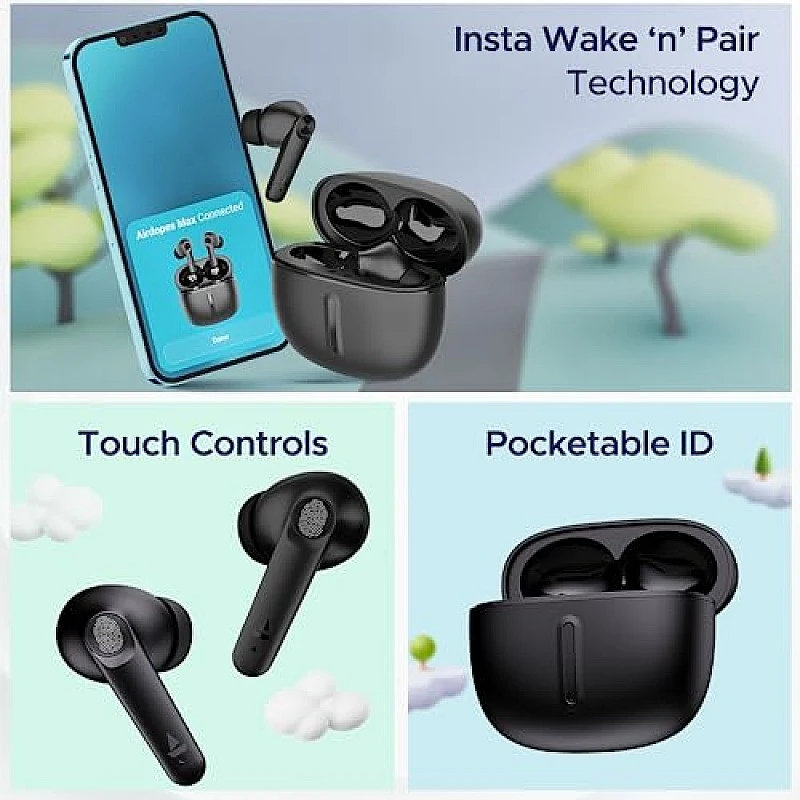boAt Airdopes Max TWS Earbuds with 100 HRS Playtime, Quad Mics with ENx™ Tech, Beast (Carbon Black) boAt Airdopes Max TWS Earbuds with 100 HRS Playtime, Quad Mics with ENx™ Tech, Beast (Carbon Black)