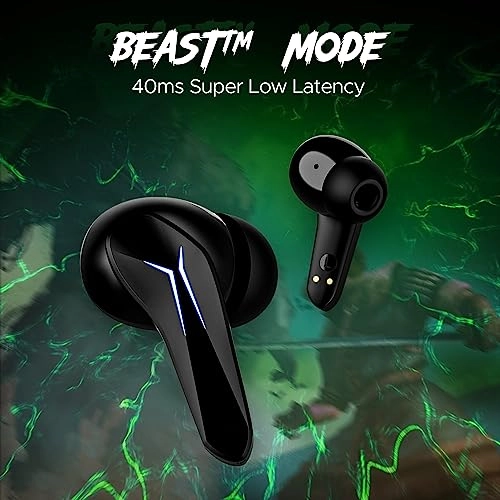 boAt Immortal 141 TWS Gaming in Ear Earbuds with Enx Tech,Up to 40 Hrs Playtime Beast Mode, Ipx4 (Black Sabre)