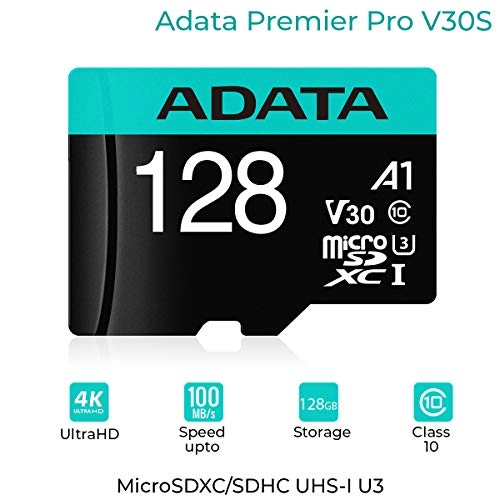 Adata Premier Pro microSDXC/SDHC UHS-I U3 Class 10(V30S) 128GB MicroSD Card Adata Premier Pro microSDXC/SDHC UHS-I U3 Class 10(V30S) 128GB MicroSD Card
