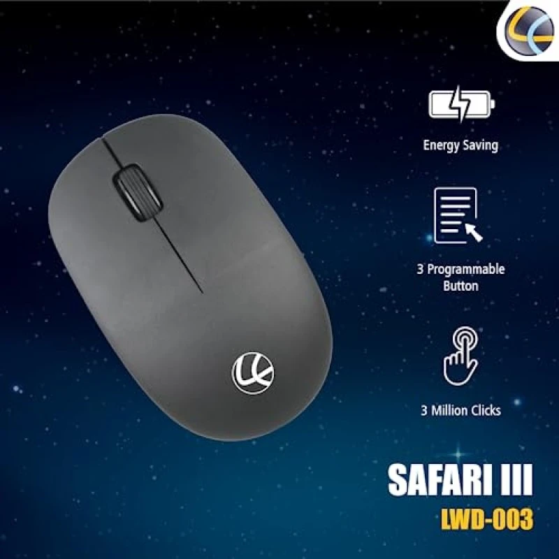 LAPCARE Safari 3 Wireless Optical Mouse with 2.4 Ghz 1000 DPI and Optical Sensor, Black LAPCARE Safari 3 Wireless Optical Mouse with 2.4 Ghz 1000 DPI and Optical Sensor, Black