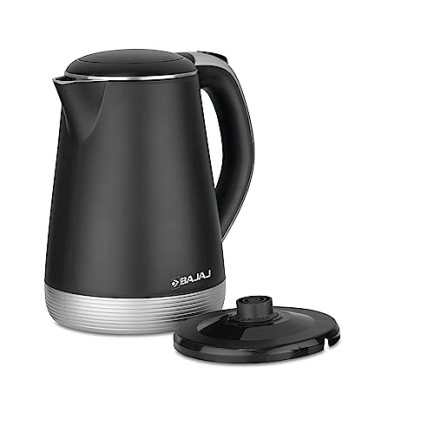 Bajaj KTP 1.7 Ltr Electric Kettle For Hot Water 1600W Double Walled Hot Water Kettle 360° Swivel Base With Cord Storage Silver