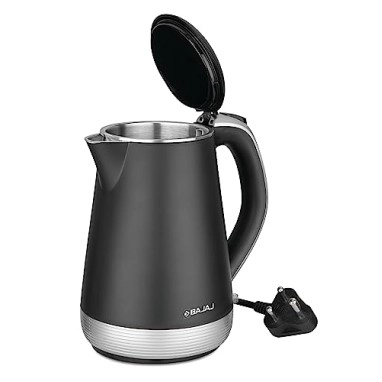 Bajaj KTP 1.7 Ltr Electric Kettle For Hot Water 1600W Double Walled Hot Water Kettle 360° Swivel Base With Cord Storage Silver