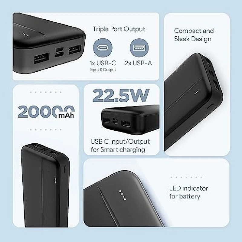 UltraCharge FLiX(Beetel) 20,000mAh QCPD Tripple output 22.5W High-Speed Power Delivery, Power Bank UltraCharge FLiX(Beetel) 20,000mAh QCPD Tripple output 22.5W High-Speed Power Delivery, Power Bank