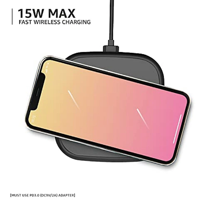 Amazon Basics 15W Qi-Certified Wireless Charging Square Pad Compatible with Pro-Black, Amazon Basics 15W Qi-Certified Wireless Charging Square Pad Compatible with Pro-Black,