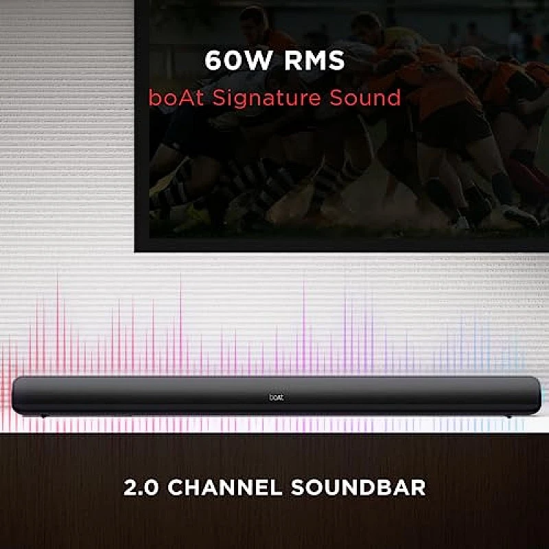 boAt Aavante Bar 1180 60 Watt 2.0 Channel Wireless Bluetooth Soundbar(Premium Black) boAt Aavante Bar 1180 60 Watt 2.0 Channel Wireless Bluetooth Soundbar(Premium Black)