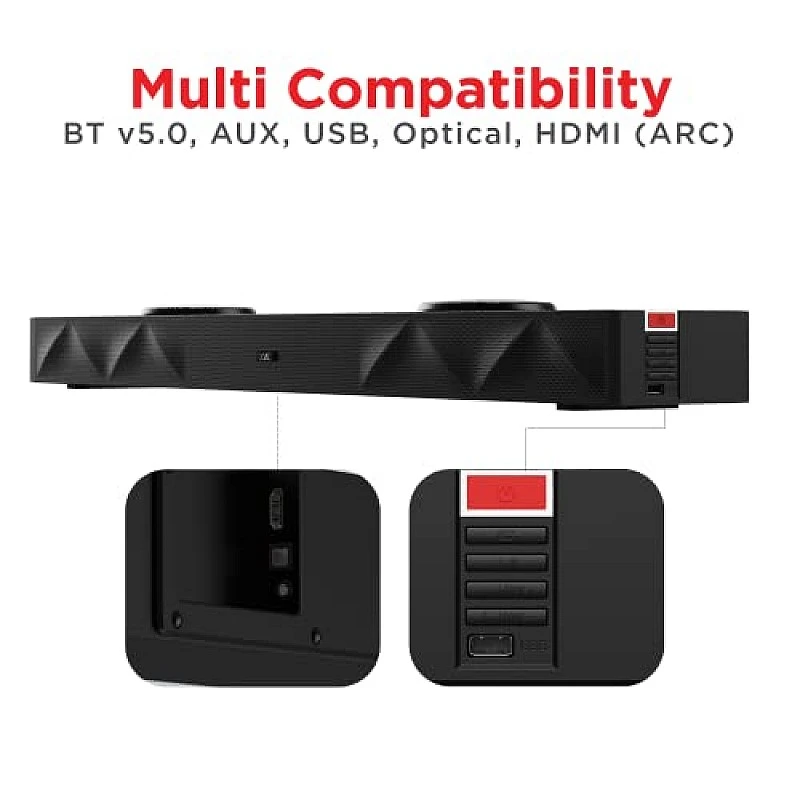 boAt Aavante Bar Raga Bluetooth Soundbar with 100W RMS Signature Sound, 2.2 Channel Built-in Subwoofers Pitch Black boAt Aavante Bar Raga Bluetooth Soundbar with 100W RMS Signature Sound, 2.2 Channel Built-in Subwoofers Pitch Black