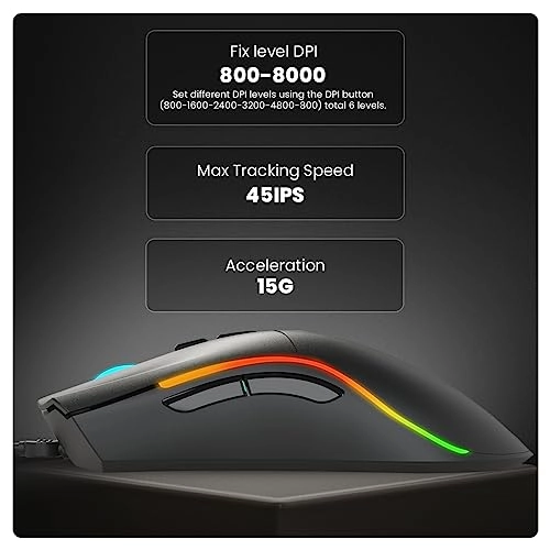 Cosmic Byte Hellfire RGB Wireless Gaming Mouse, Dual Mode, 8000 DPI, 500Hz Polling, Pixart 3104 Sensor (Black)
