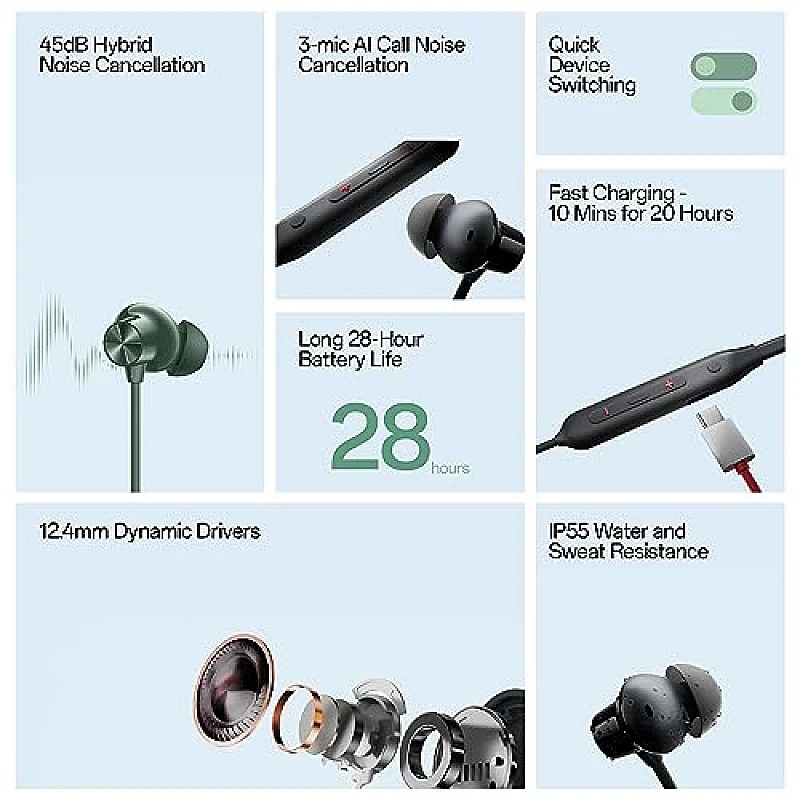 OnePlus Bullets Wireless Z2 ANC Bluetooth in Ear Earphones with Mic 28 Hrs Battery Life Grand Green OnePlus Bullets Wireless Z2 ANC Bluetooth in Ear Earphones with Mic 28 Hrs Battery Life Grand Green