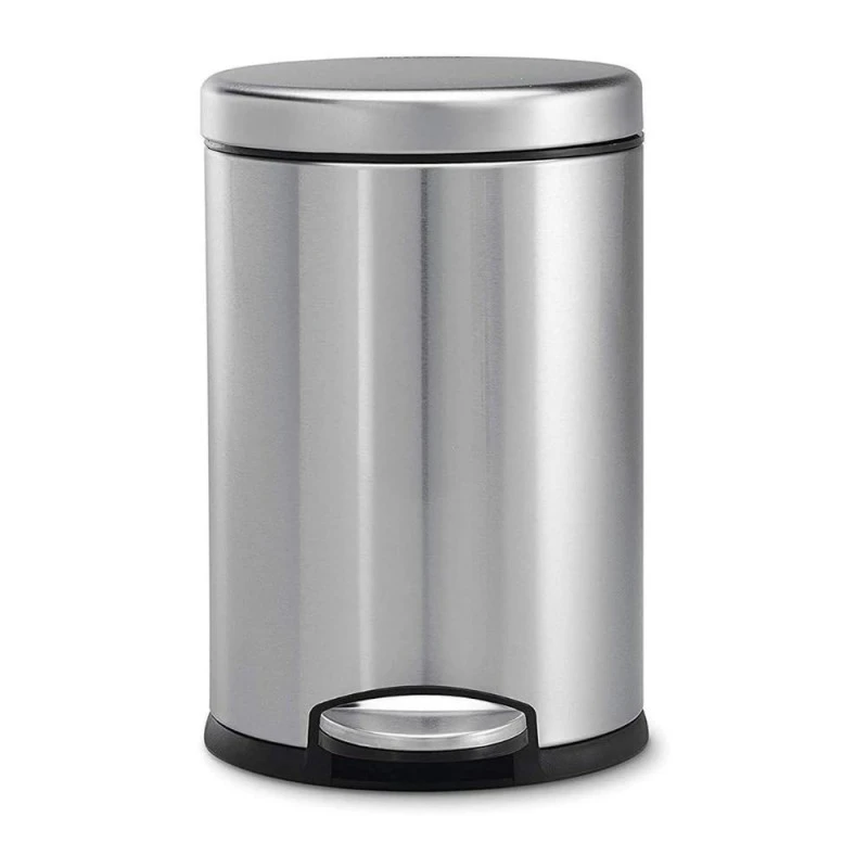 Mumma's LIFE Stainless Steel Plain Pedal Bin with Plastic Bucket And Lid Garbage Bin Trash Can, Round Shape Dustbin For Home Mumma's LIFE Stainless Steel Plain Pedal Bin with Plastic Bucket And Lid Garbage Bin Trash Can, Round Shape Dustbin For Home