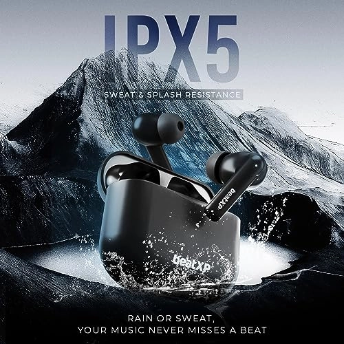 beatXP Vibe XPods Bluetooth True Wireless Ear buds with 60H Playtime, Quad Mic ENC, Gaming Mode Black