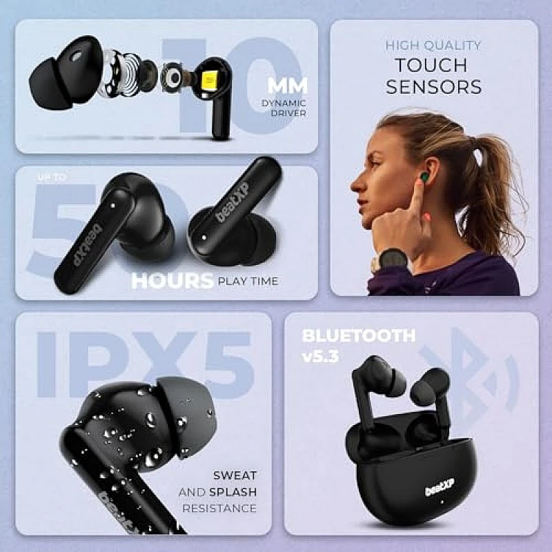 beatXP Tune XPods Bluetooth True Wireless in Ear Buds with 50H Playtime, Quad Mic ENC (Black) beatXP Tune XPods Bluetooth True Wireless in Ear Buds with 50H Playtime, Quad Mic ENC (Black)