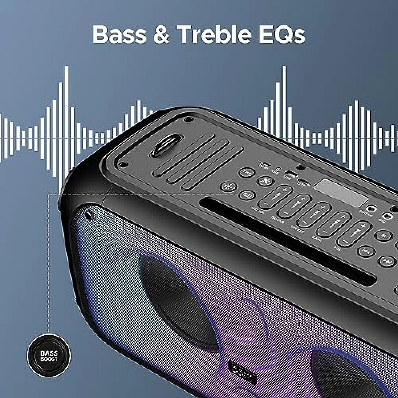 boAt Newly Launched Partypal 300 Speaker with 120 W Signature Sound, Up to 6 hrs Playtime, Built-in Mic (Premium Black) boAt Newly Launched Partypal 300 Speaker with 120 W Signature Sound, Up to 6 hrs Playtime, Built-in Mic (Premium Black)