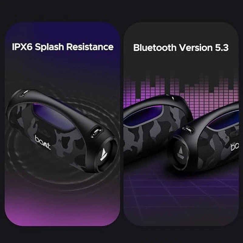 boAt Stone 1800 Bluetooth Speaker with 90 W RMS Sound, RGB LEDs, EQ Modes Camo Black boAt Stone 1800 Bluetooth Speaker with 90 W RMS Sound, RGB LEDs, EQ Modes Camo Black