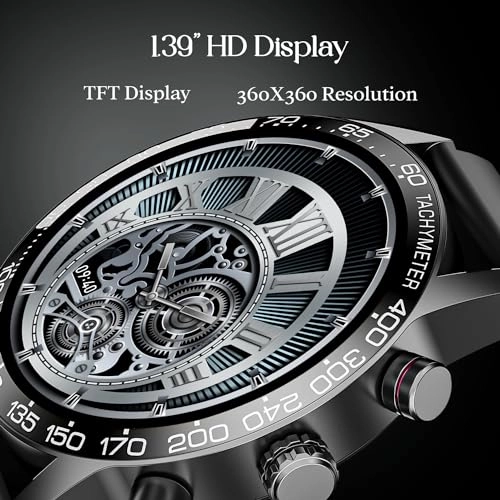 boAt Enigma Z30 with 1.39" HD Display, Bluetooth Calling Luxurious Metal Body HR SpO2Monitoring Zet Black