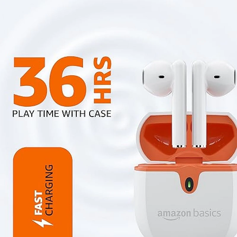 Amazon basics True Wireless in-Ear Earbuds with Mic White Amazon basics True Wireless in-Ear Earbuds with Mic White
