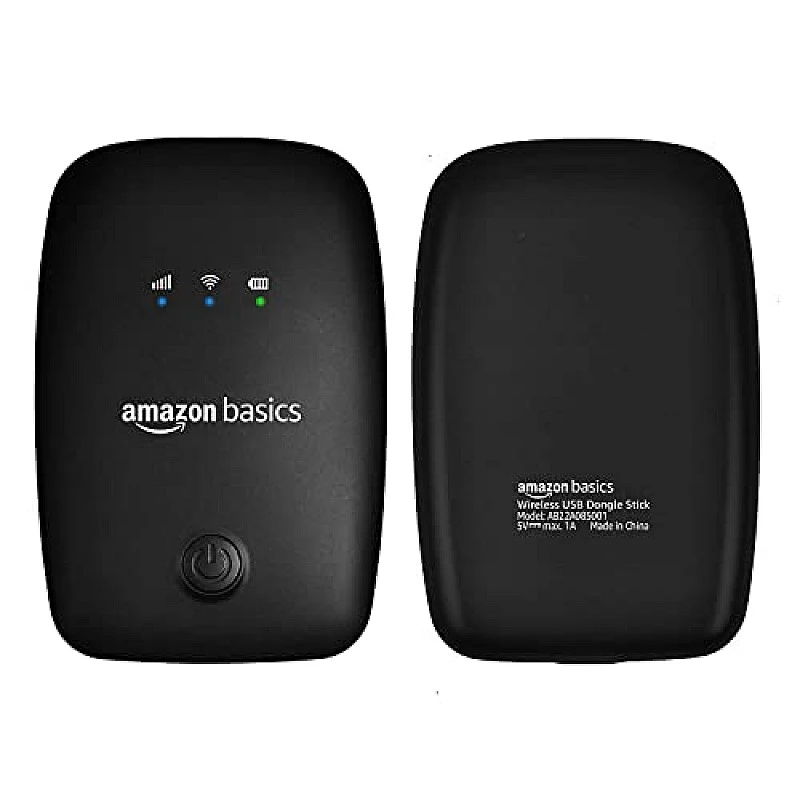 amazon basics 4G LTE Wireless Dongle with All Sim Network Support|Single_Band Plug & Play Data Card Stick with Up to 150Mbps WiFi Hotspot|2100Mah Rechargeable Battery| Sim Adapter Included (Black) amazon basics 4G LTE Wireless Dongle with All Sim Network Support|Single_Band Plug & Play Data Card Stick with Up to 150Mbps WiFi Hotspot|2100Mah Rechargeable Battery| Sim Adapter Included (Black)