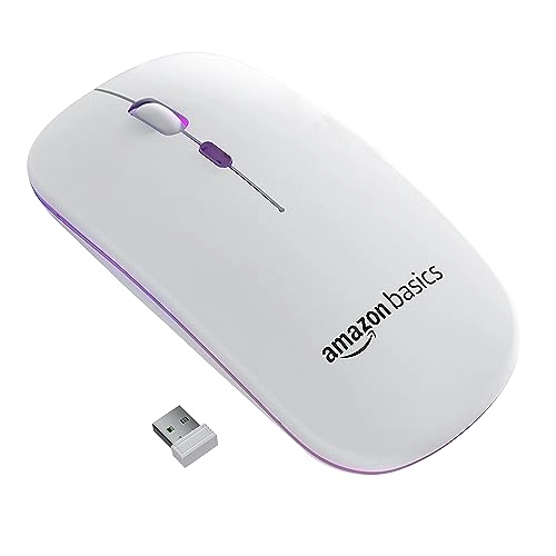 Amazon Basics Rechargeable Wireless Mouse with RGB LED Backlit 1600 DPI Ergonomic Mouse for Laptop, PC Amazon Basics Rechargeable Wireless Mouse with RGB LED Backlit 1600 DPI Ergonomic Mouse for Laptop, PC