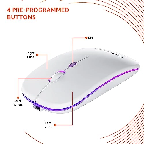 Amazon Basics Rechargeable Wireless Mouse with RGB LED Backlit 1600 DPI Ergonomic Mouse for Laptop, PC Amazon Basics Rechargeable Wireless Mouse with RGB LED Backlit 1600 DPI Ergonomic Mouse for Laptop, PC