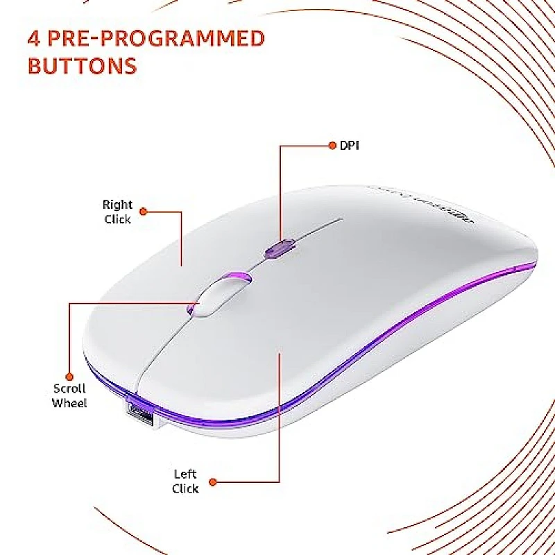 Amazon Basics Rechargeable Wireless Mouse with RGB LED Backlit 1600 DPI Ergonomic Mouse for Laptop, PC Amazon Basics Rechargeable Wireless Mouse with RGB LED Backlit 1600 DPI Ergonomic Mouse for Laptop, PC