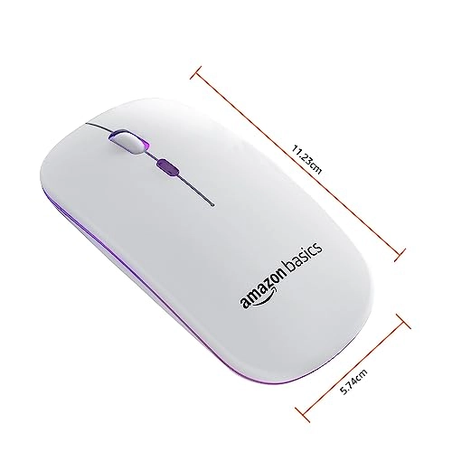 Amazon Basics Rechargeable Wireless Mouse with RGB LED Backlit 1600 DPI Ergonomic Mouse for Laptop, PC Amazon Basics Rechargeable Wireless Mouse with RGB LED Backlit 1600 DPI Ergonomic Mouse for Laptop, PC