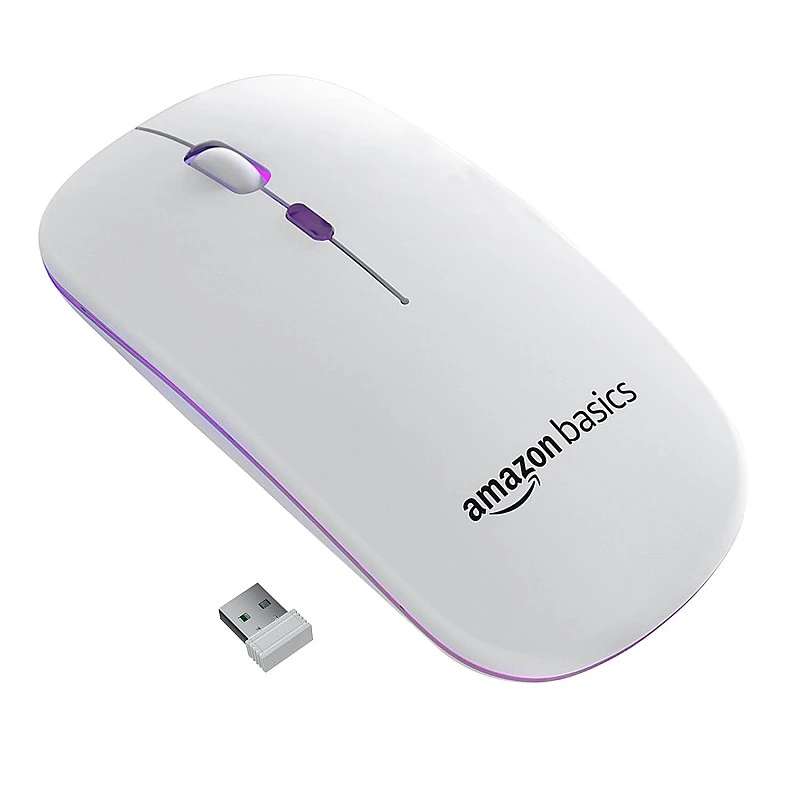Amazon Basics Rechargeable Wireless Mouse with RGB LED Backlit 1600 DPI Ergonomic Mouse for Laptop, PC Amazon Basics Rechargeable Wireless Mouse with RGB LED Backlit 1600 DPI Ergonomic Mouse for Laptop, PC