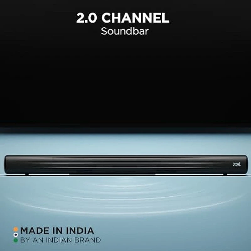 boAt Aavante Bar Rhythm Soundbar with 60W RMS Signature Sound, 2.0 Channel, Multi-Connectivity Modes Carbon Black boAt Aavante Bar Rhythm Soundbar with 60W RMS Signature Sound, 2.0 Channel, Multi-Connectivity Modes Carbon Black