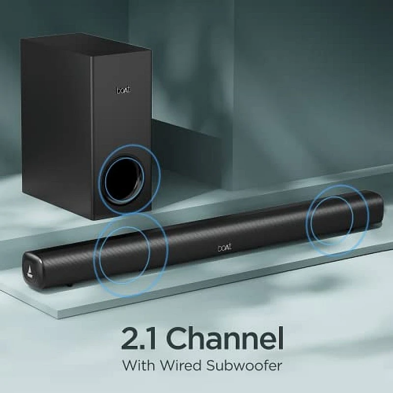 boAt Aavante Bar Rhythm Soundbar with 60W RMS Signature Sound, 2.0 Channel, Multi-Connectivity Modes Carbon Black boAt Aavante Bar Rhythm Soundbar with 60W RMS Signature Sound, 2.0 Channel, Multi-Connectivity Modes Carbon Black