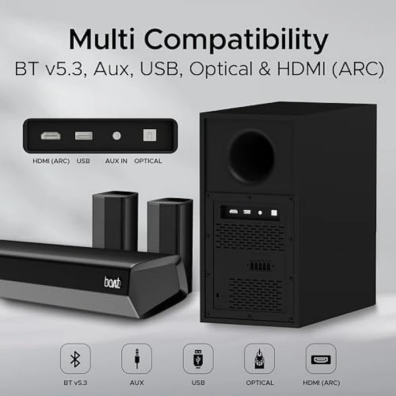 boAt Aavante Bar Rhythm Soundbar with 60W RMS Signature Sound, 2.0 Channel, Multi-Connectivity Modes Carbon Black boAt Aavante Bar Rhythm Soundbar with 60W RMS Signature Sound, 2.0 Channel, Multi-Connectivity Modes Carbon Black