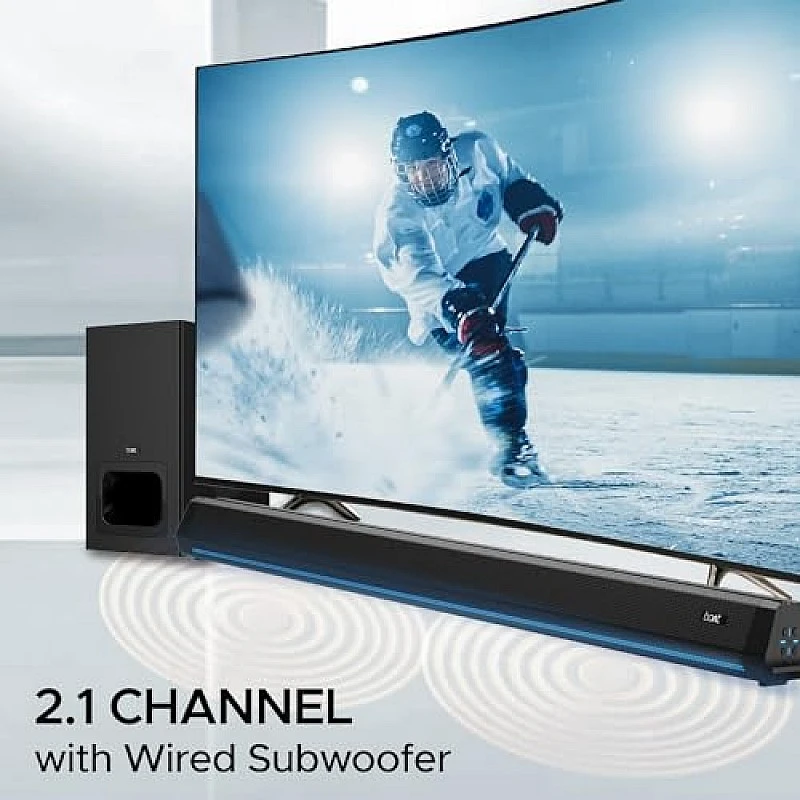 boAt Aavante Bar Rhythm Soundbar with 60W RMS Signature Sound, 2.0 Channel, Multi-Connectivity Modes Carbon Black boAt Aavante Bar Rhythm Soundbar with 60W RMS Signature Sound, 2.0 Channel, Multi-Connectivity Modes Carbon Black
