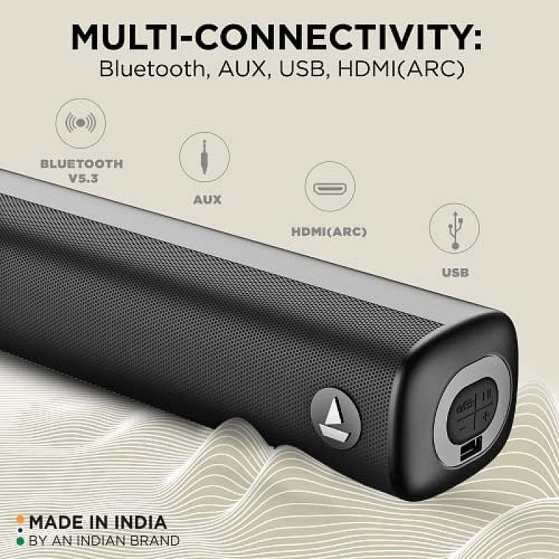 boAt Aavante Bar Rhythm Soundbar with 60W RMS Signature Sound, 2.0 Channel, Multi-Connectivity Modes Carbon Black boAt Aavante Bar Rhythm Soundbar with 60W RMS Signature Sound, 2.0 Channel, Multi-Connectivity Modes Carbon Black