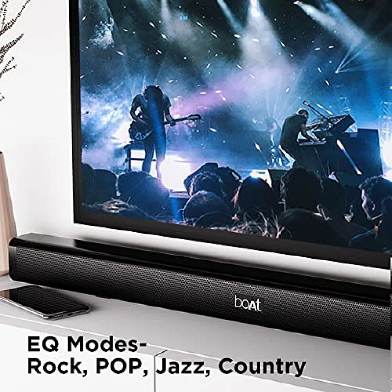 boAt Aavante Bar Rhythm Soundbar with 60W RMS Signature Sound, 2.0 Channel, Multi-Connectivity Modes Carbon Black boAt Aavante Bar Rhythm Soundbar with 60W RMS Signature Sound, 2.0 Channel, Multi-Connectivity Modes Carbon Black