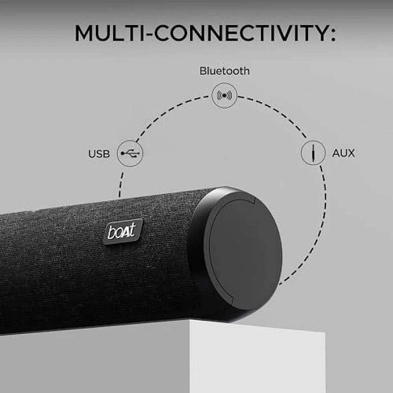 boAt Aavante Bar Rhythm Soundbar with 60W RMS Signature Sound, 2.0 Channel, Multi-Connectivity Modes Carbon Black boAt Aavante Bar Rhythm Soundbar with 60W RMS Signature Sound, 2.0 Channel, Multi-Connectivity Modes Carbon Black