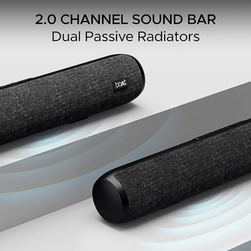 boAt Aavante Bar Rhythm Soundbar with 60W RMS Signature Sound, 2.0 Channel, Multi-Connectivity Modes Carbon Black boAt Aavante Bar Rhythm Soundbar with 60W RMS Signature Sound, 2.0 Channel, Multi-Connectivity Modes Carbon Black