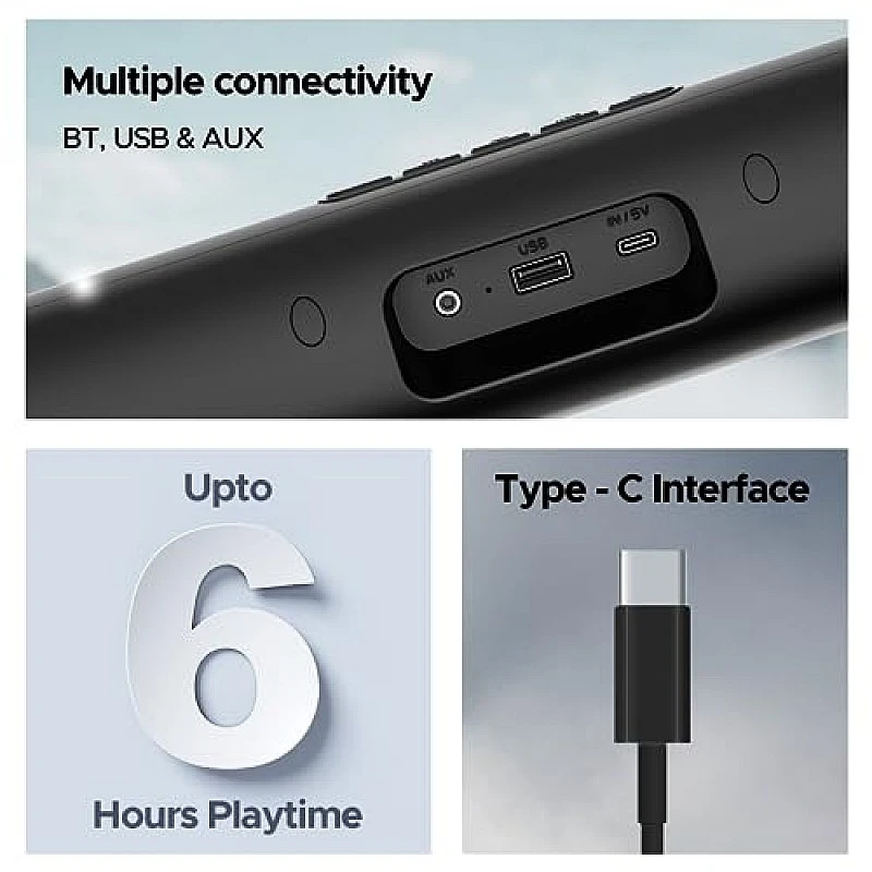 boAt Aavante Bar Rhythm Soundbar with 60W RMS Signature Sound, 2.0 Channel, Multi-Connectivity Modes Carbon Black boAt Aavante Bar Rhythm Soundbar with 60W RMS Signature Sound, 2.0 Channel, Multi-Connectivity Modes Carbon Black