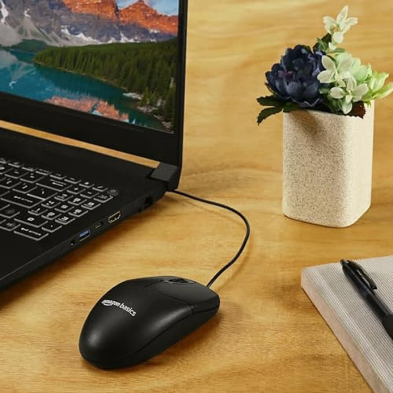 amazon basics Wired Mouse | 1000 DPI Optical Sensor | Plug and Play | Compatible with PC, Laptop (Black) amazon basics Wired Mouse | 1000 DPI Optical Sensor | Plug and Play | Compatible with PC, Laptop (Black)