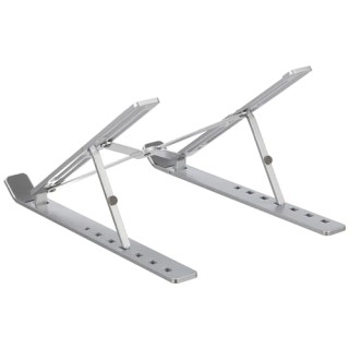amazon basics Tabletop Laptop Stand, Ergonomic Adjustable & Ventilated Metal Riser Holder for Desk Fits Upto 15.6 Inch Laptops (Silver)